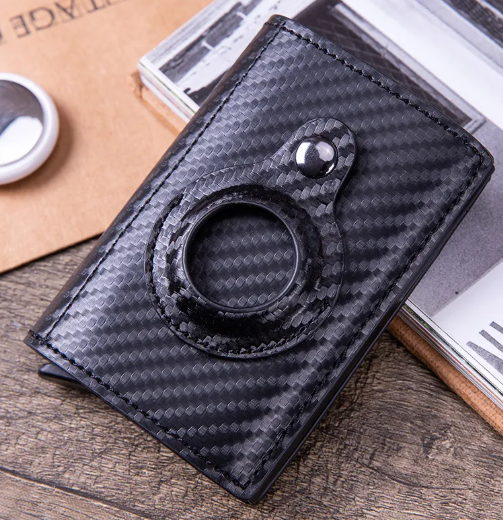 RFID-Blocking Wallet with AirTag Holder – Pop-Up Card Case